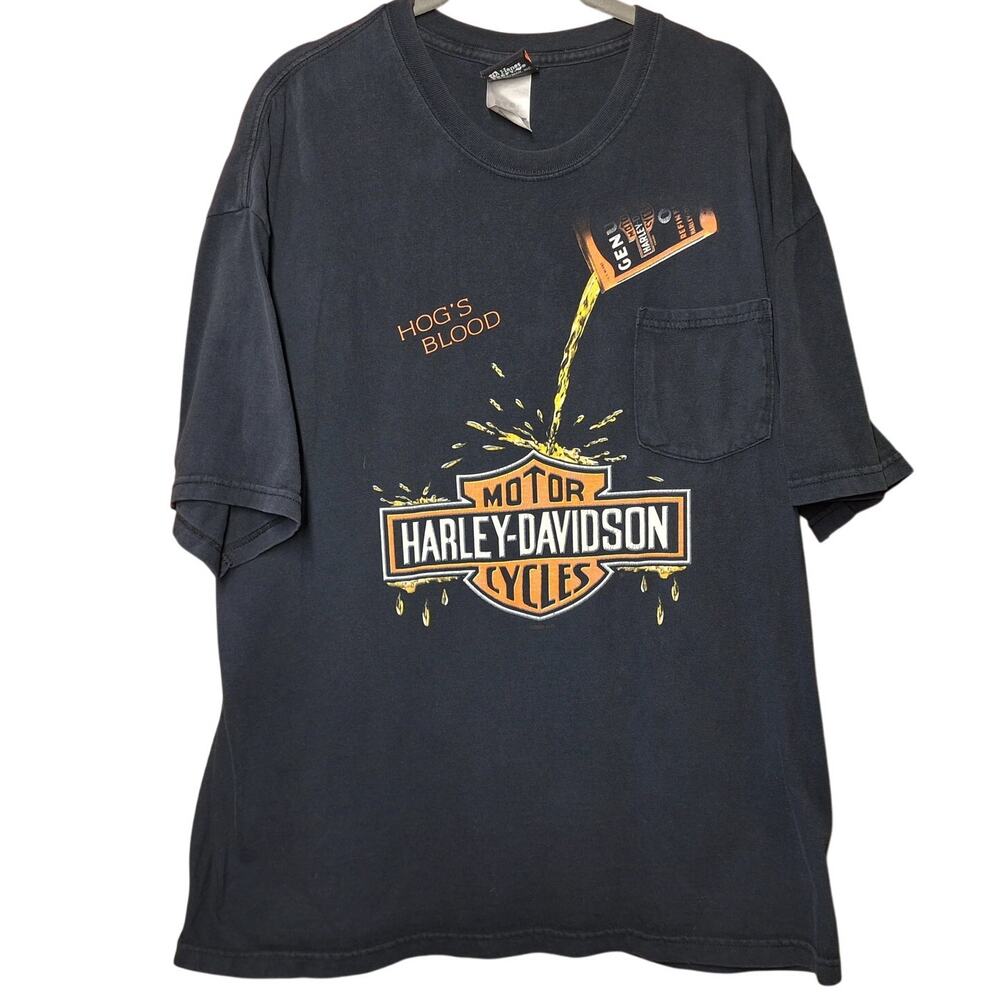 Harley Davidson vintage double sided graphic tee Mens XL Y2K drink splash desert